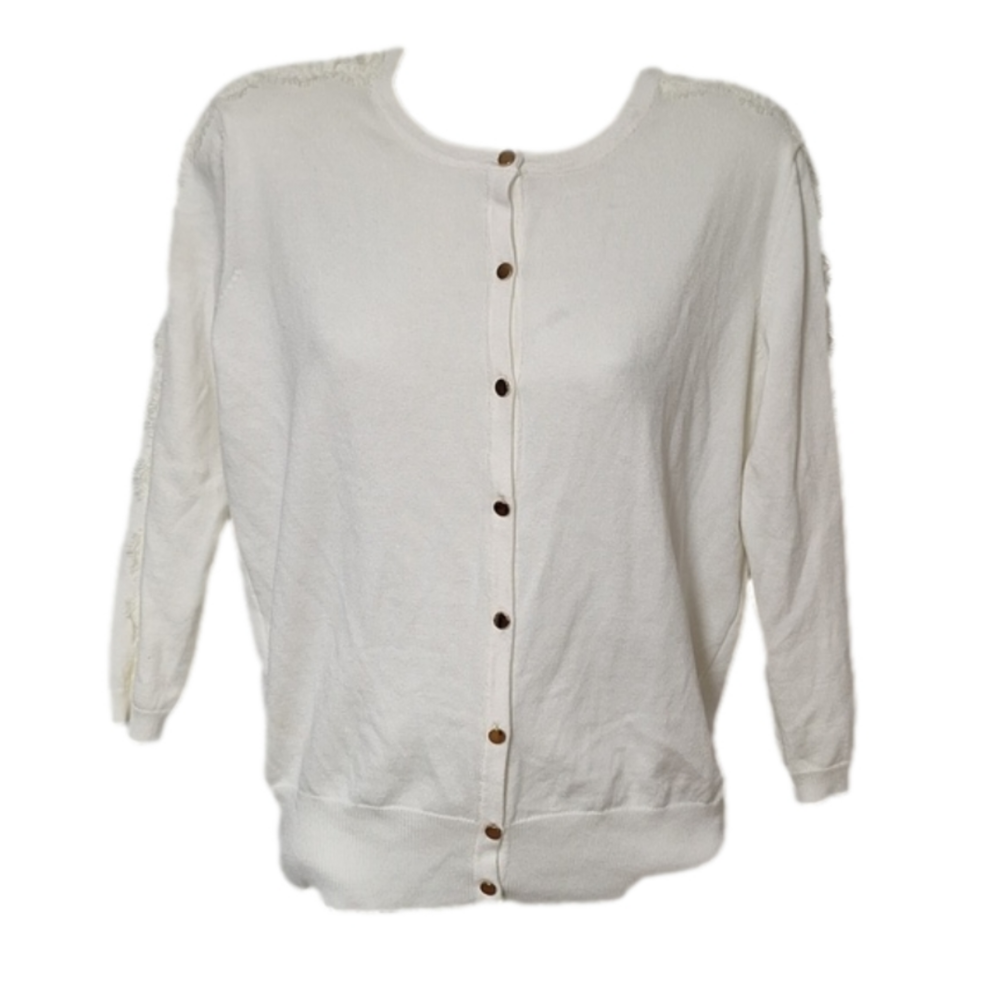 Catherine MaLandrino Cardian Sweater Long Sleeve Lace